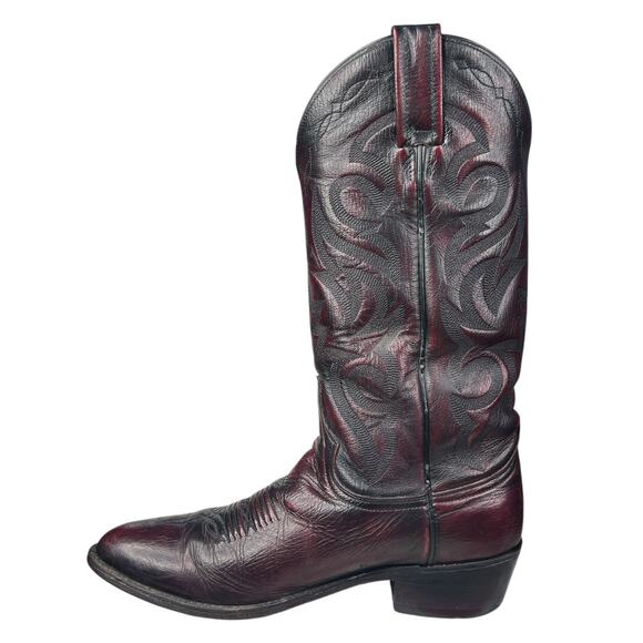 Vintage Dan Post Men’s Black Cherry Cowboy Boot Size US 8 D - Picture 2 of 10